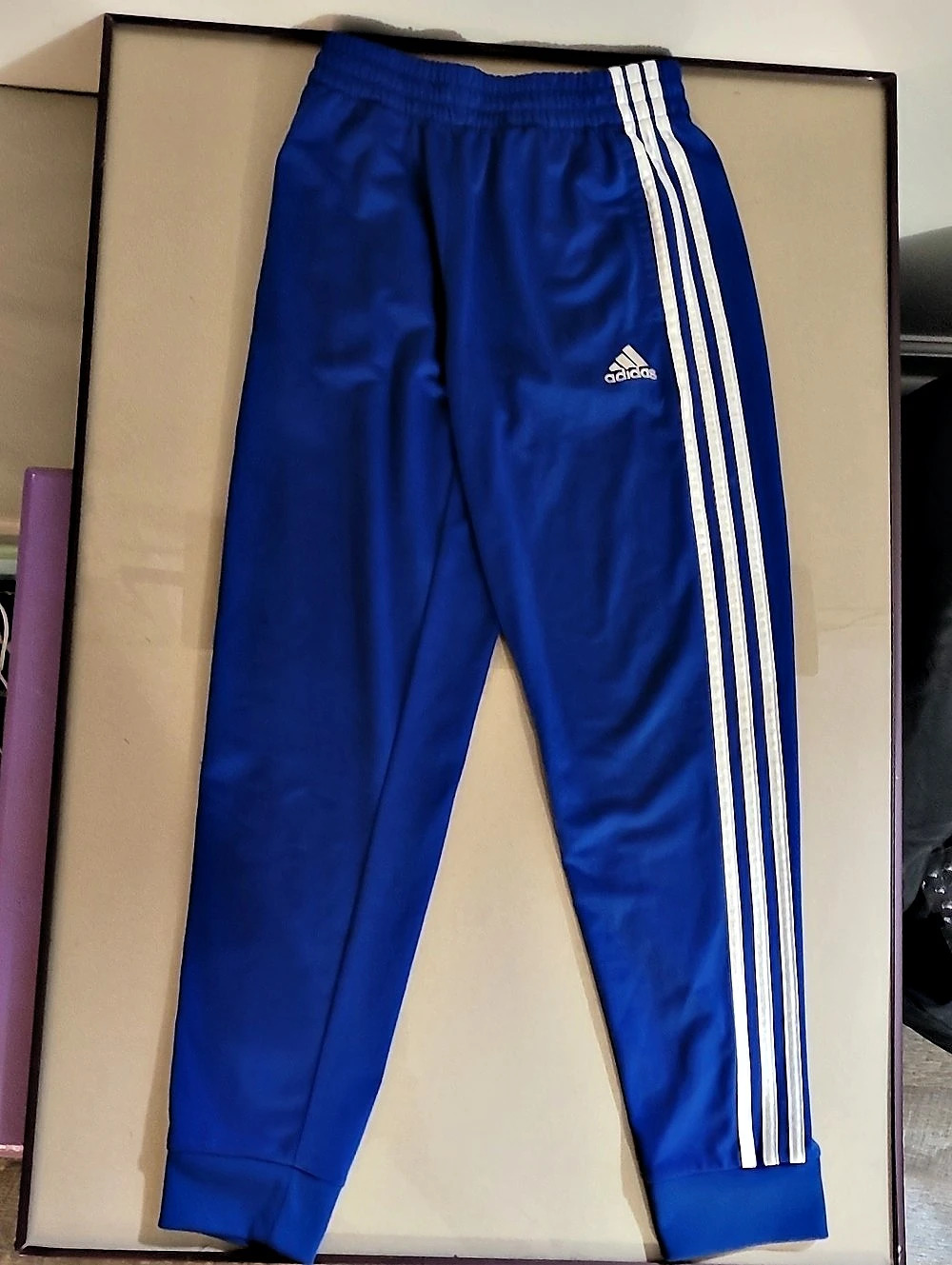 adidas Boys 3-Stripes Tricot Track Pants Blue & White M (10/12)